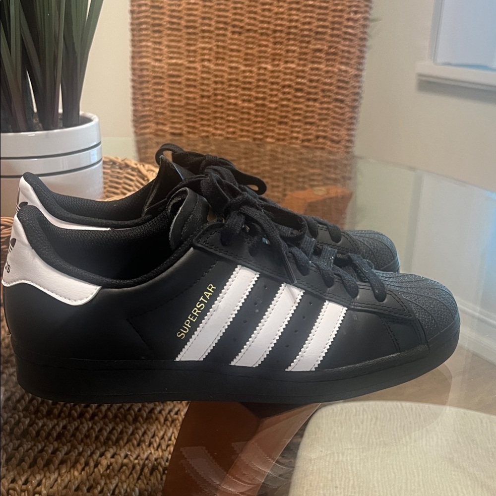 adidas Superstar Black and White Athletic Shoes